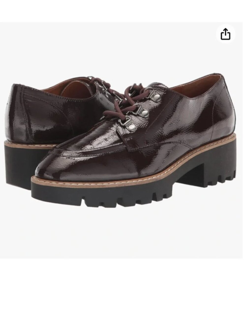Donald J Pliner evans Oxfords, Dark Brown Crinkle Patent lace up Loafers 9 NWOT